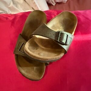 Brown Slide Sandals with Buckle